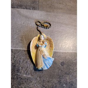 Angel girl holding deer ceramic ornament xmas
